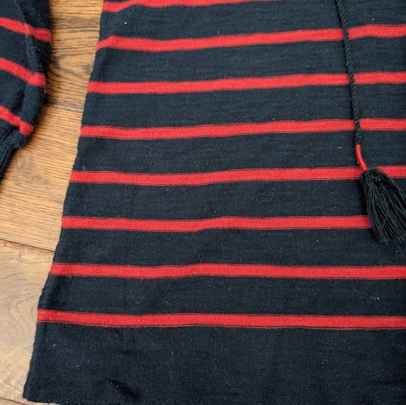 Ann Taylor LOFT Red & Navy Stripe Pullover Lightweight Sweater Tie Neck Sz S - Picture 2 of 8